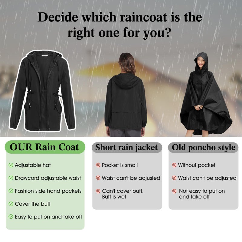 JTANIB Women Packable Rain Jacket Waterproof Lightweight Raincoat Hooded for Hiking Outdoor Travel - Image 5